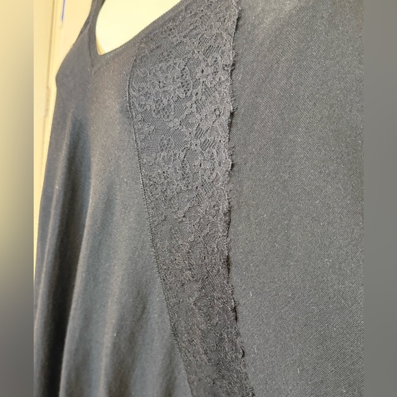 Valentino Cashmere V-neck Draped Sweater with “Heavy Lace” inserts Black Size 38 - Picture 2 of 5